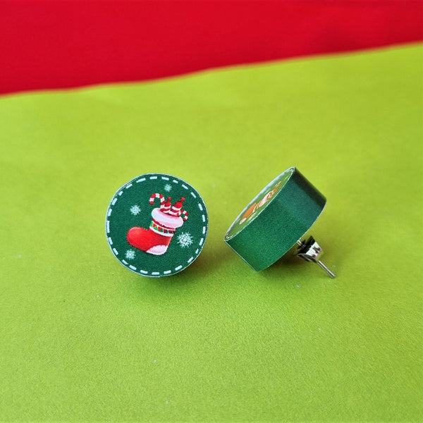 Christmas stocking stud earrings