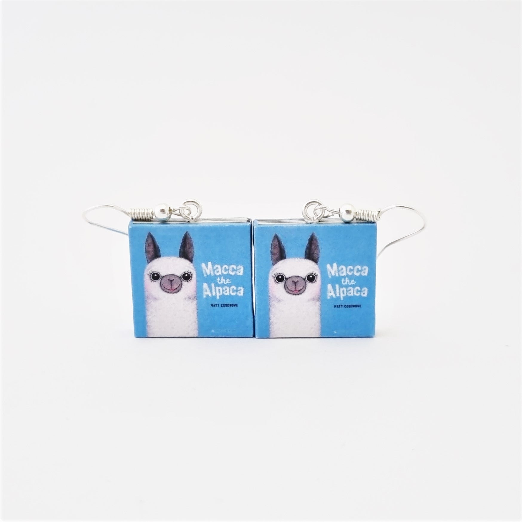 Macca the Alpaca book earrings